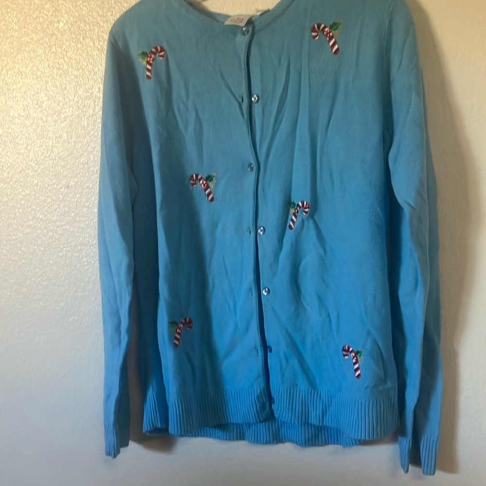 Wish for joy candy cane cardigan large NWT
